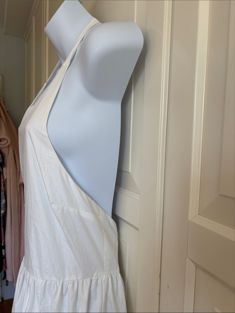 En Saison White Halter Midi Dress Open Back Sleeveless A-Line Size S Resort - Picture 7 of 13